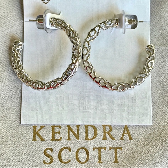 SOLD Kendra Scott Maggie Hoop Silver Filigree - Picture 7 of 11